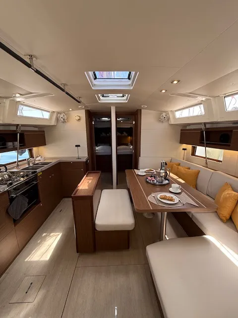 Salon of COOKIE, a Beneteau Oceanis 46.1 sailboat at Preveza, Greece