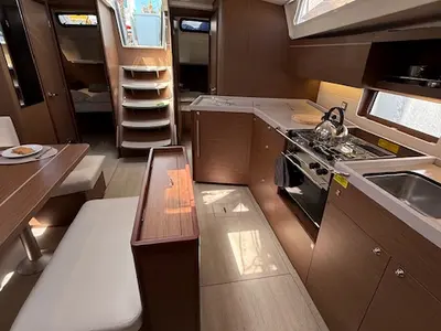 Galley of COOKIE, a Beneteau Oceanis 46.1 sailboat at Preveza, Greece