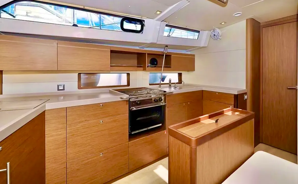 Galley of COOKIE, a Beneteau Oceanis 46.1 sailboat at Preveza, Greece