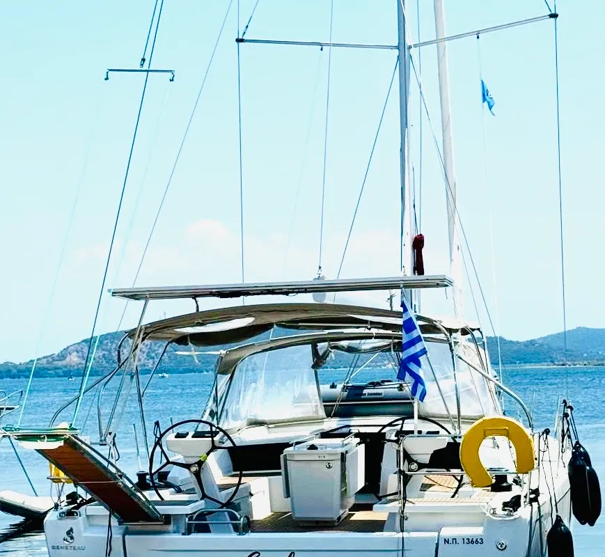 Exterior view of COOKIE, a Beneteau Oceanis 46.1 sailboat at Preveza, Greece