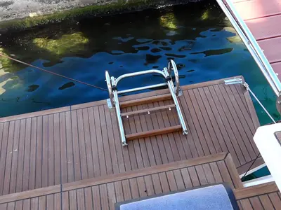 Deck of COOKIE, a Beneteau Oceanis 46.1 sailboat at Preveza, Greece