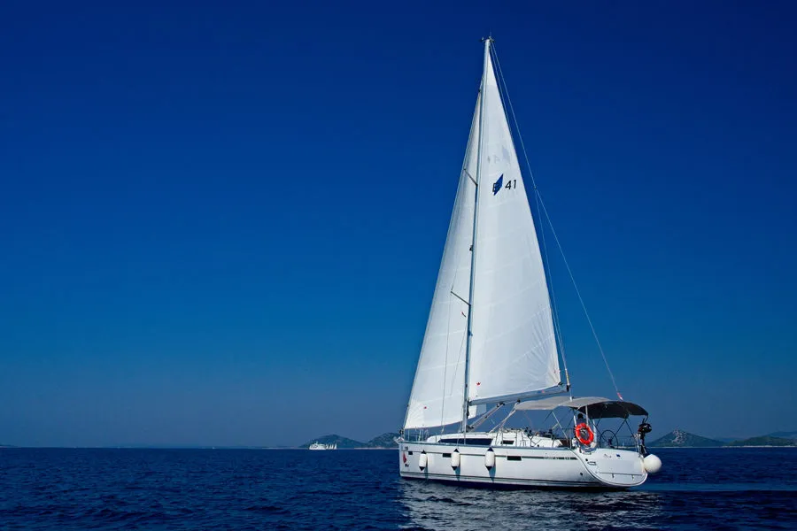 Exterior view of Bavaria Cruiser 46, a sailboat at Murter, Croatia