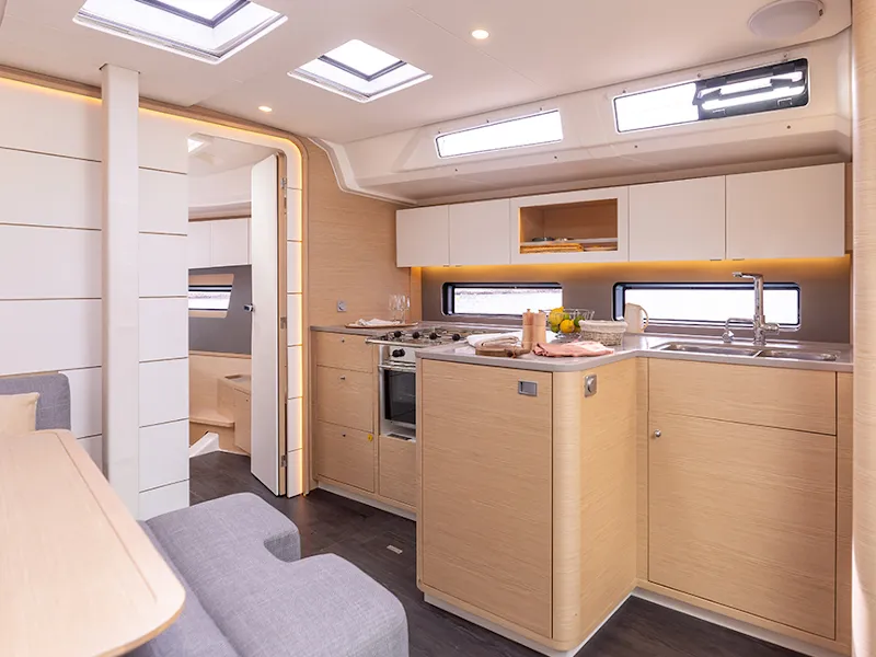 Galley of Bigi, a Dufour 41 sailboat at U Pàize, Italy