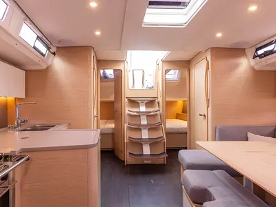 Salon of Bigi, a Dufour 41 sailboat at U Pàize, Italy
