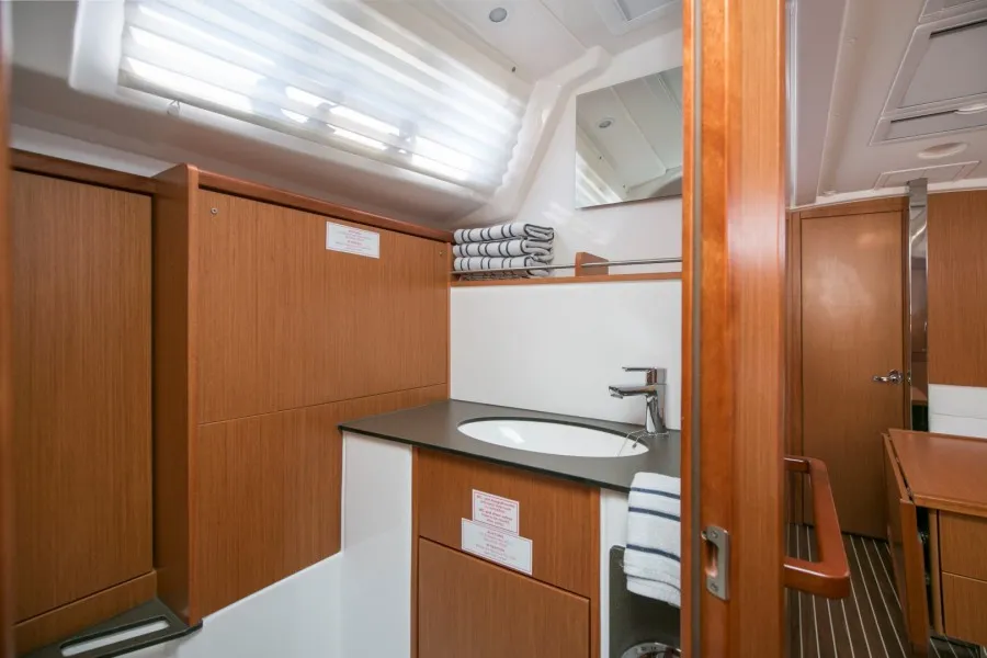 Cabin on ALANI, a Bavaria Cruiser 37 sailboat at Trget, Croatia