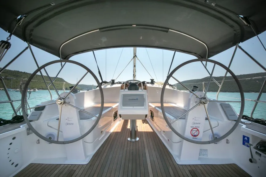 Cabin on ALANI, a Bavaria Cruiser 37 sailboat at Trget, Croatia