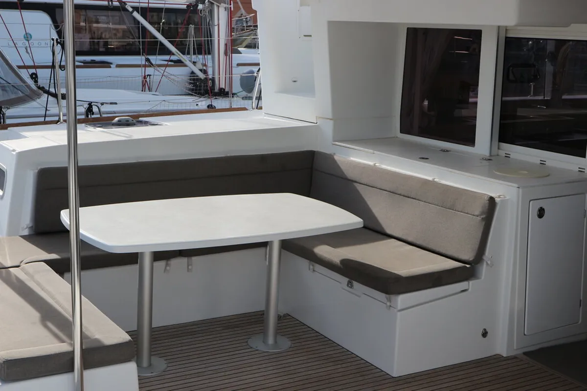 Deck of Philea, a Lagoon 450 catamaran at Palma de Mallorca, Spain