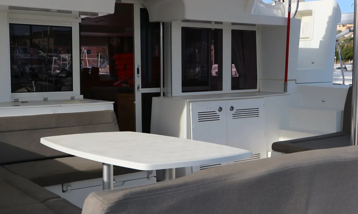 Deck of Philea, a Lagoon 450 catamaran at Palma de Mallorca, Spain