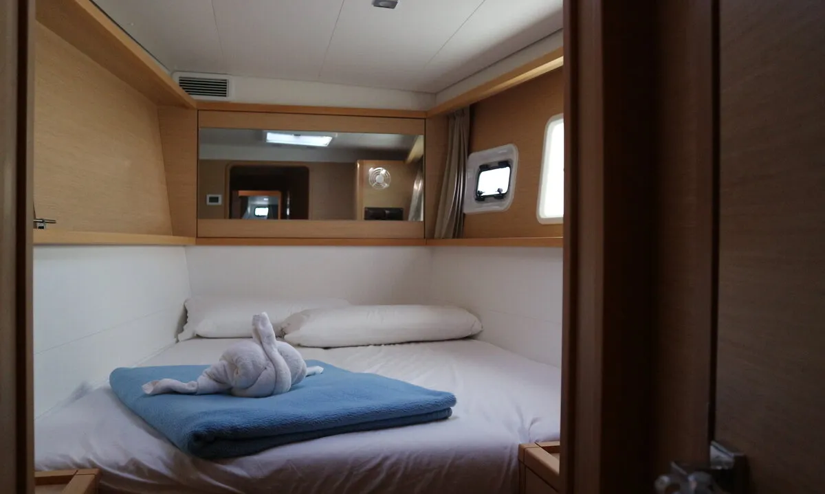 Cabin on Philea, a Lagoon 450 catamaran at Palma de Mallorca, Spain
