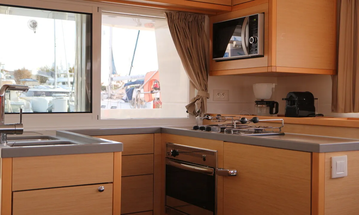 Galley of Philea, a Lagoon 450 catamaran at Palma de Mallorca, Spain