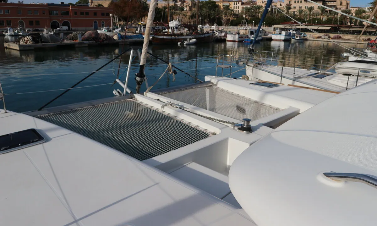 Deck of Philea, a Lagoon 450 catamaran at Palma de Mallorca, Spain