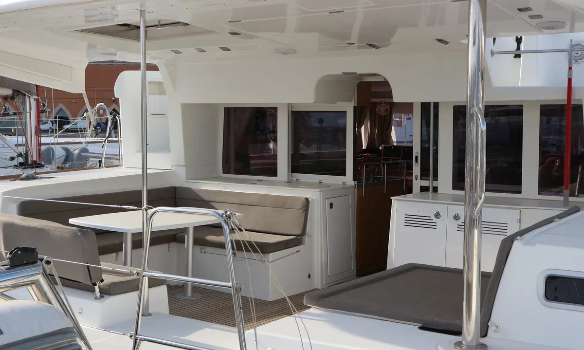 Deck of Philea, a Lagoon 450 catamaran at Palma de Mallorca, Spain