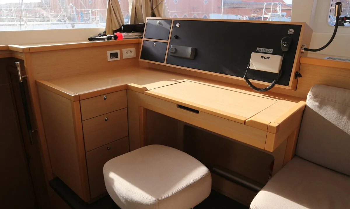 Salon of Philea, a Lagoon 450 catamaran at Palma de Mallorca, Spain