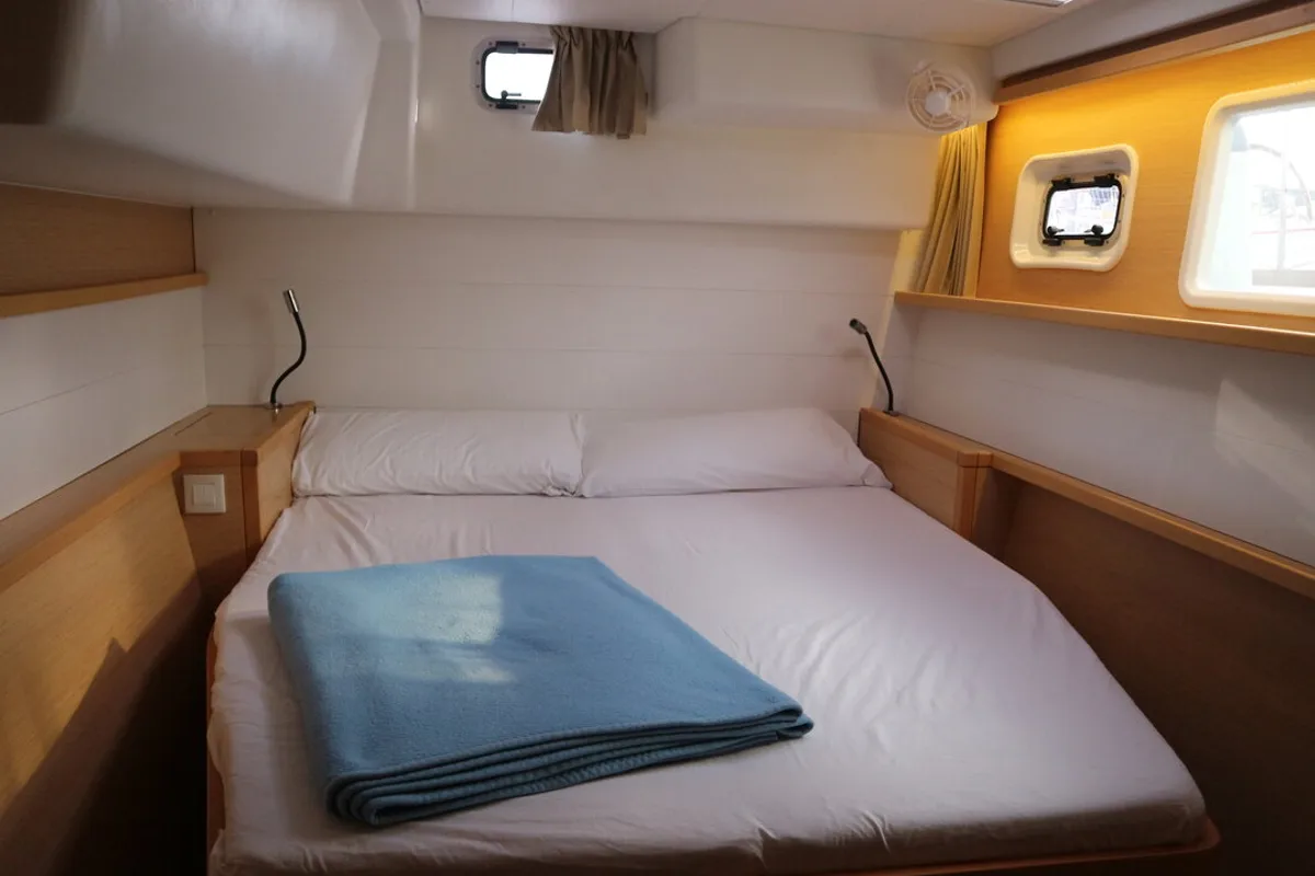 Cabin on Philea, a Lagoon 450 catamaran at Palma de Mallorca, Spain