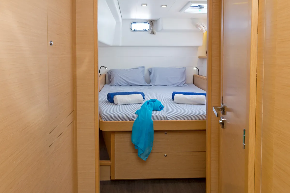 Deck of Thoe, a Lagoon 450 Fly catamaran at Kos, Greece