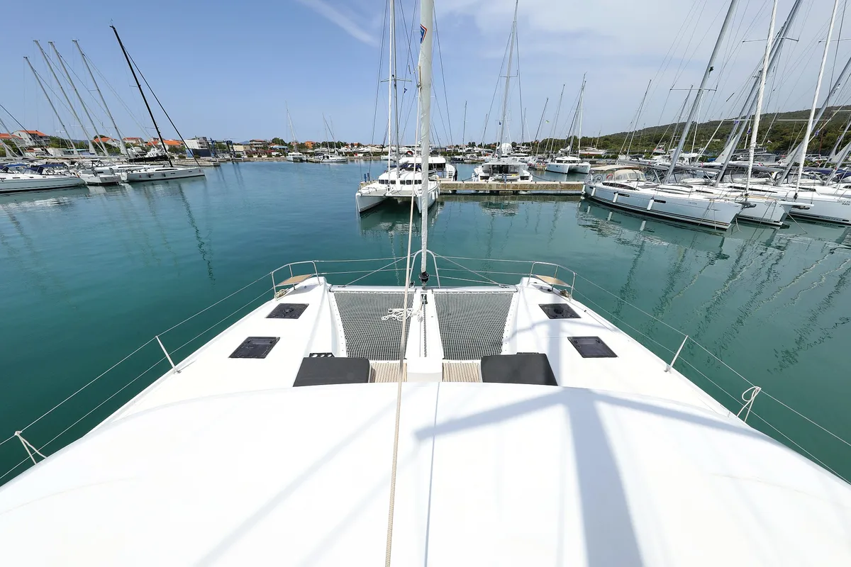 Exterior view of HIGH LIFE, a Lagoon 50 catamaran at Sukošan, Croatia