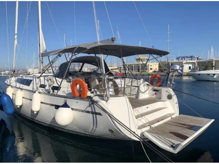Exterior view of Pandora, a Bavaria Cruiser 51 sailboat at Athens, Greece