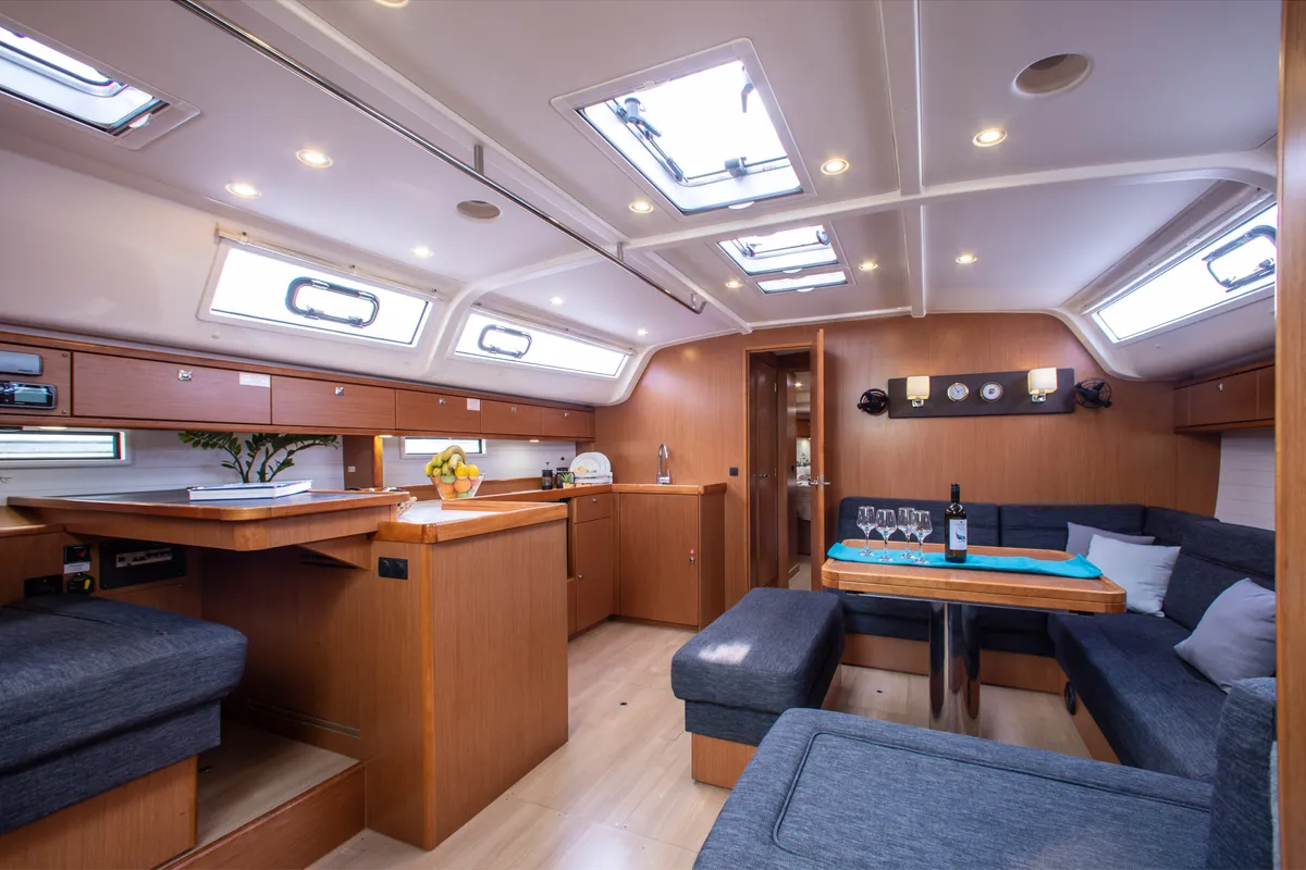 Salon of Pandora, a Bavaria Cruiser 51 sailboat at Athens, Greece