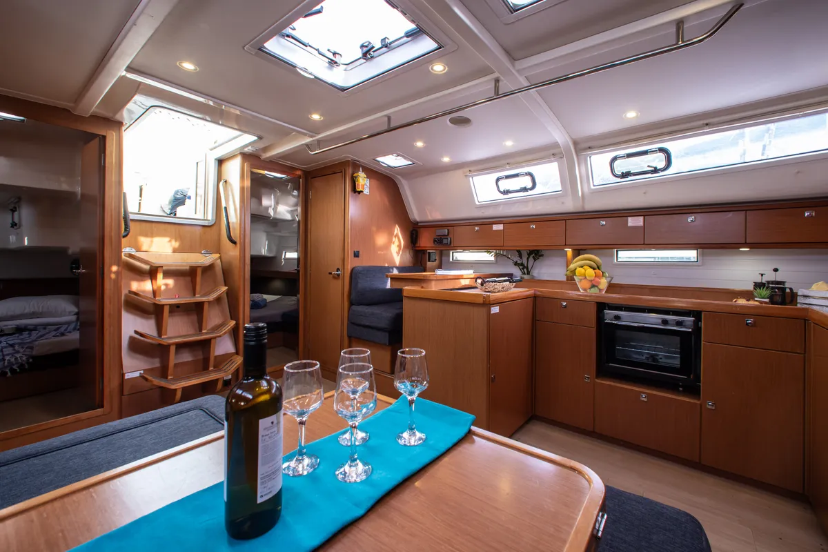Salon of Pandora, a Bavaria Cruiser 51 sailboat at Athens, Greece