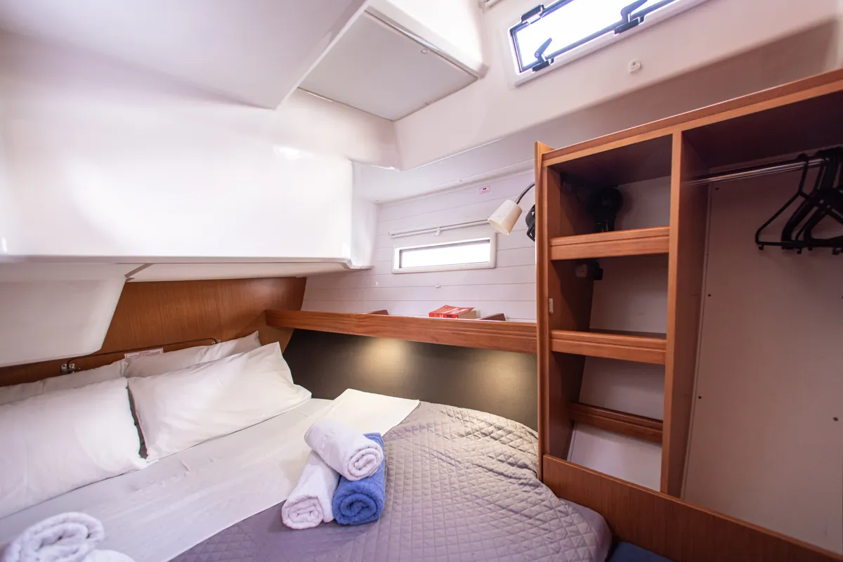 Cabin on Pandora, a Bavaria Cruiser 51 sailboat at Athens, Greece