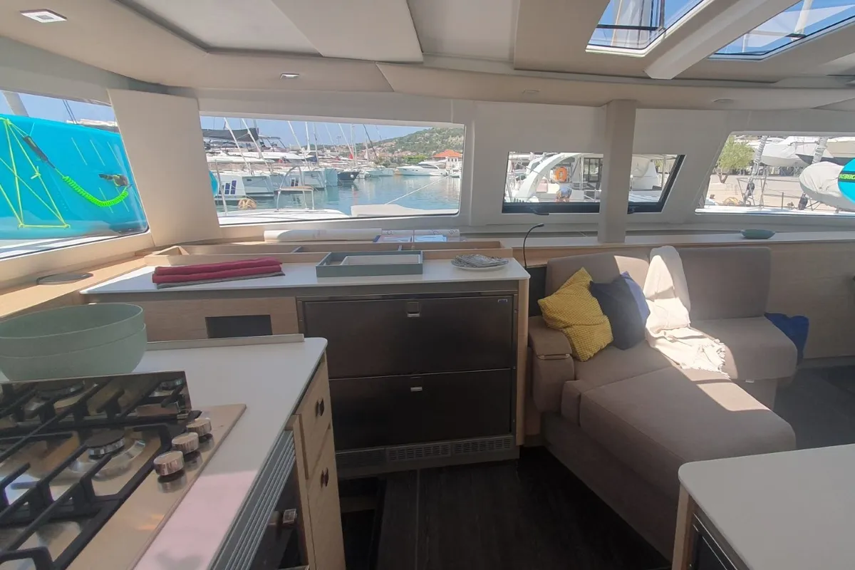 SUNRISE, a Fountaine Pajot Aura 51 catamaran at Seget Donji, Croatia