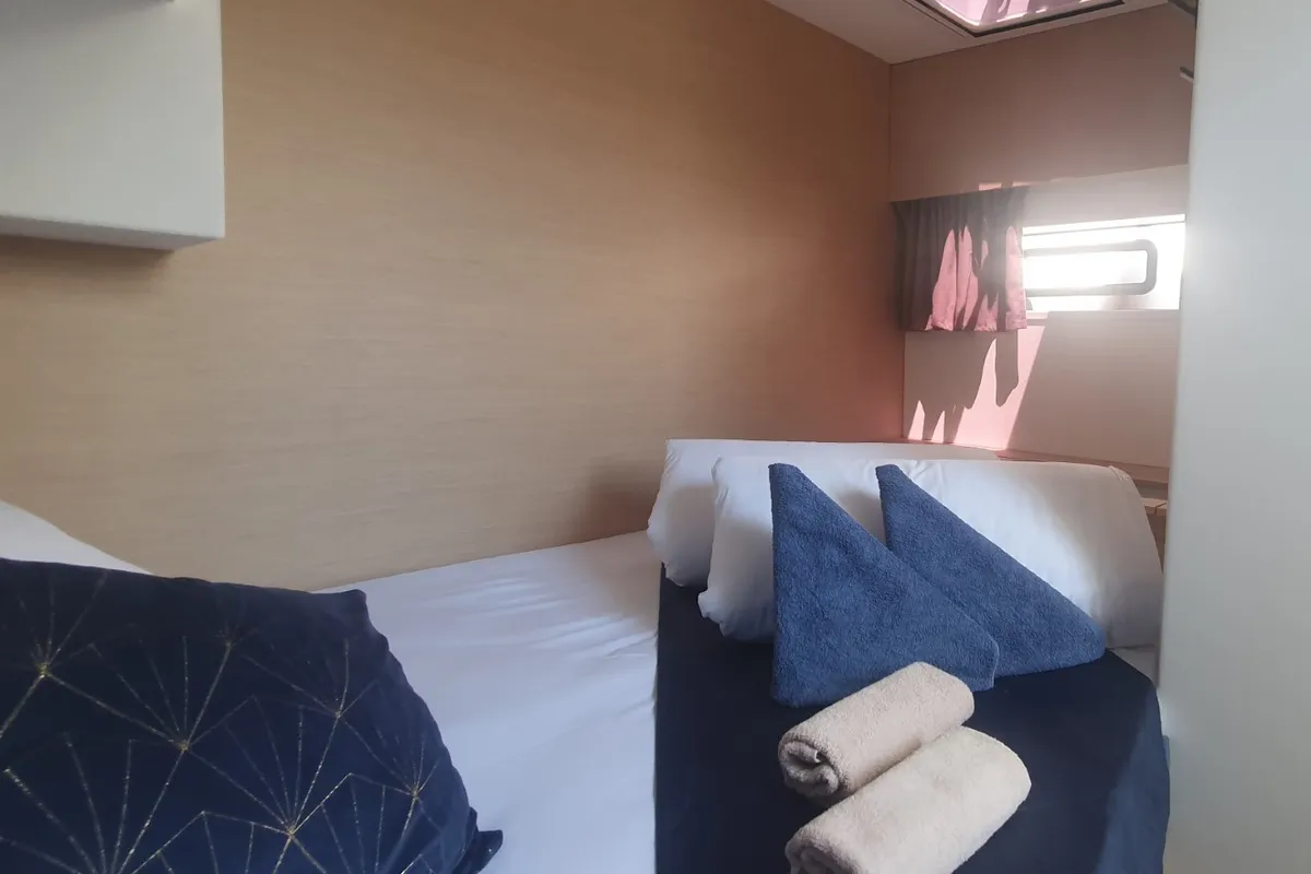 Cabin on SUNRISE, a Fountaine Pajot Aura 51 catamaran at Seget Donji, Croatia