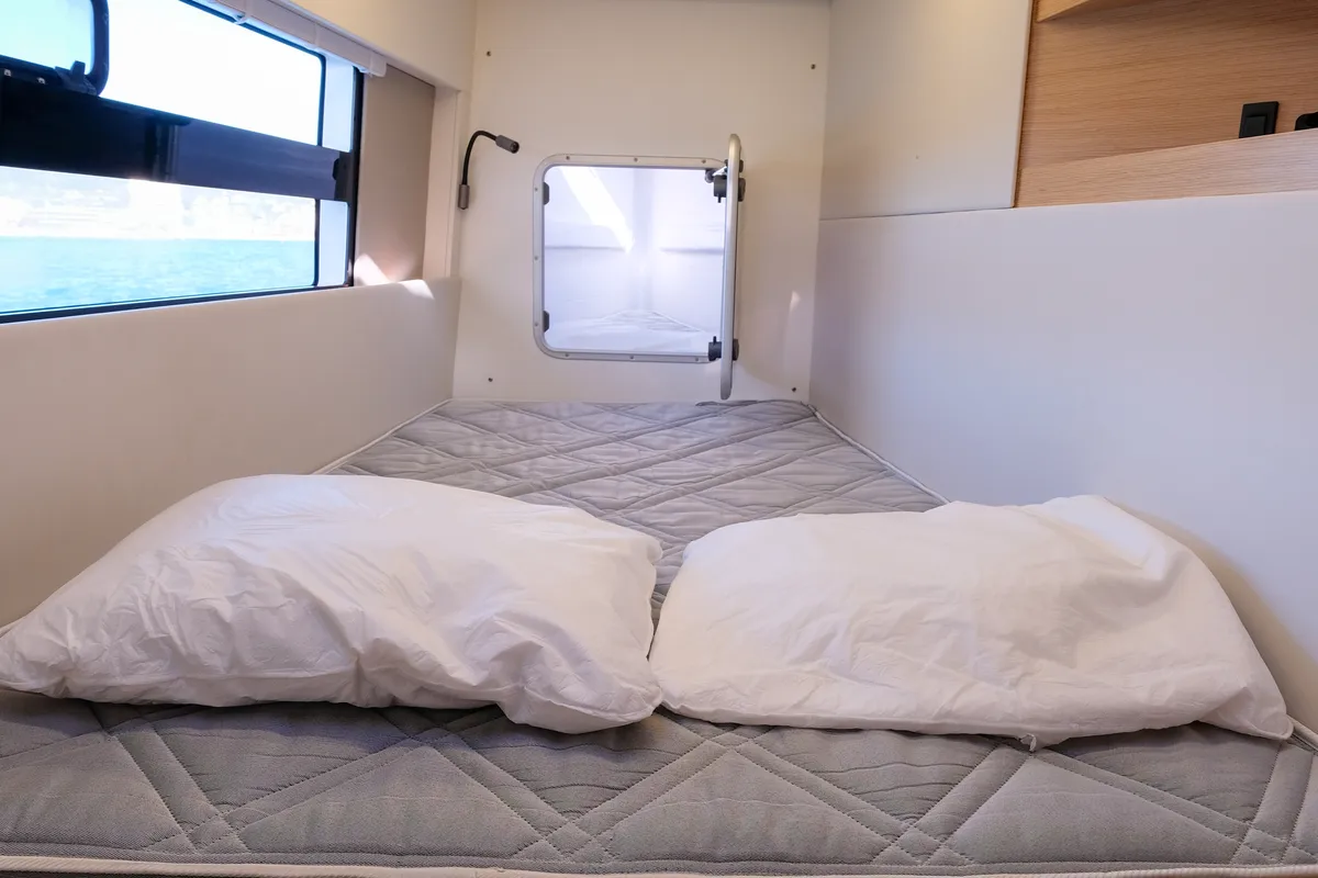 Cabin on Grelots, a Nautitech 40 Open catamaran at Hyères, France