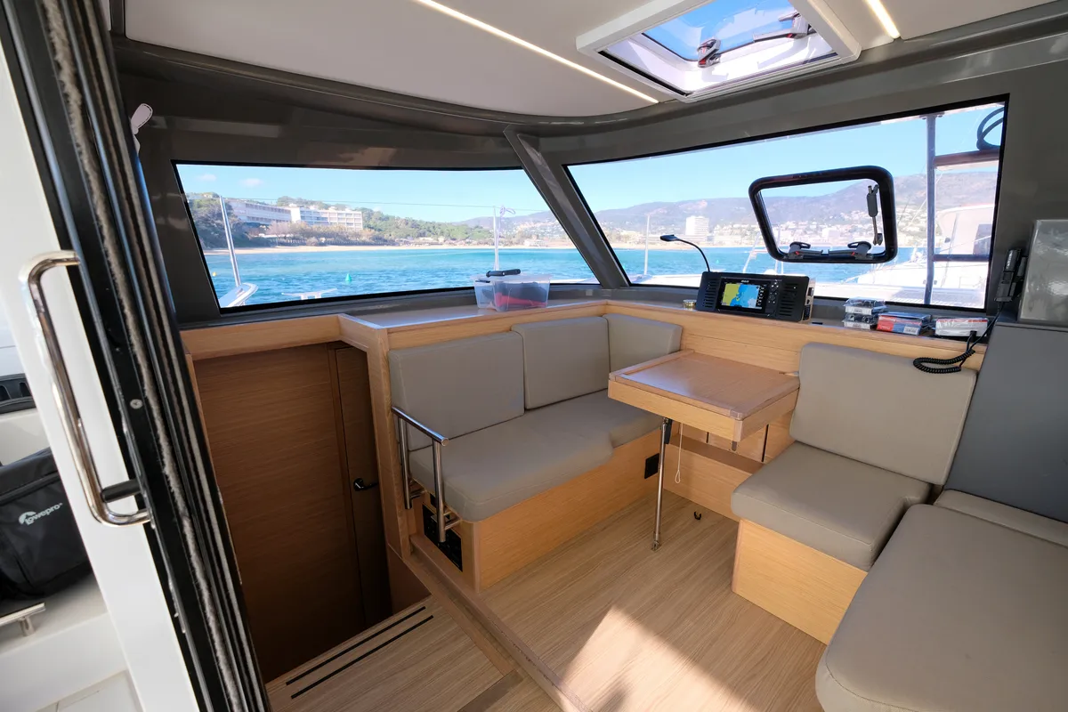 Salon of Grelots, a Nautitech 40 Open catamaran at Hyères, France