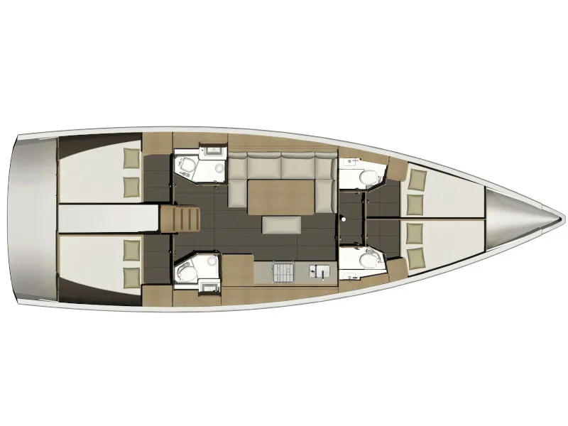 Floor plan of Wonder Planet, a Dufour 460 Grand Large sailboat at Tonnarella, Italy