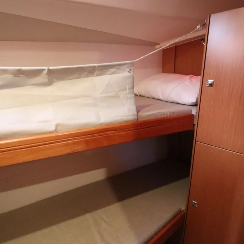 Cabin on Euphoria, a Bavaria Cruiser 51 sailboat at Castellammare di Stabia, Italy