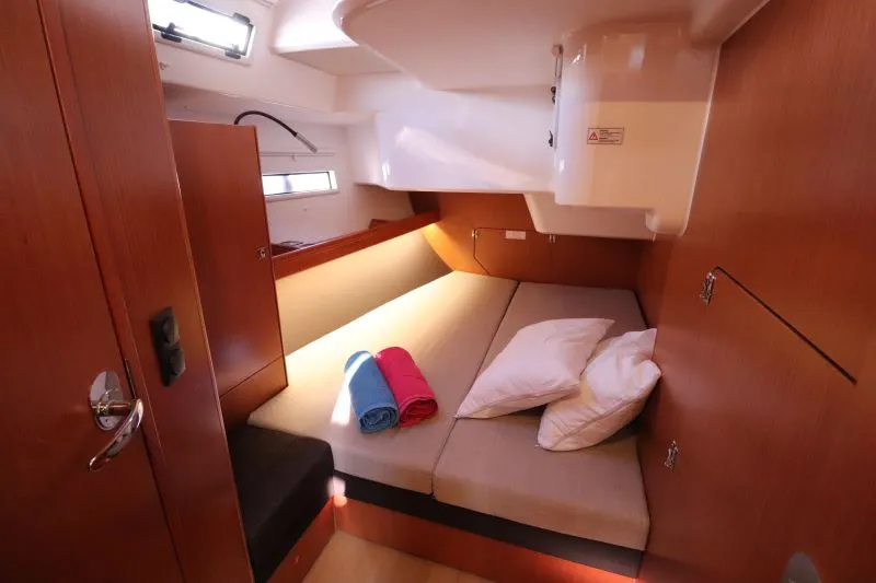 Cabin on Euphoria, a Bavaria Cruiser 51 sailboat at Castellammare di Stabia, Italy