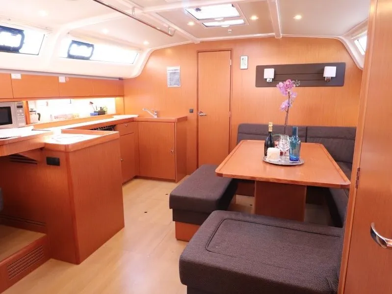 Salon of Euphoria, a Bavaria Cruiser 51 sailboat at Castellammare di Stabia, Italy