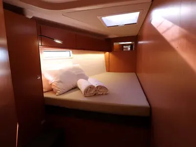 Cabin on Euphoria, a Bavaria Cruiser 51 sailboat at Castellammare di Stabia, Italy
