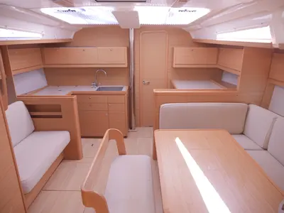 Salon of Bloody Mary, a Dufour 430 sailboat at Milazzo, Italy