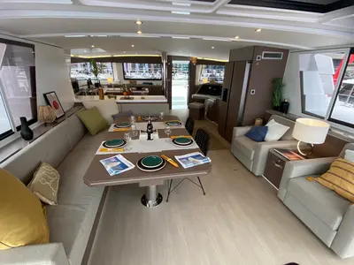 Salon of Virginia, a Bali 5.4 catamaran at Olbia, Italy
