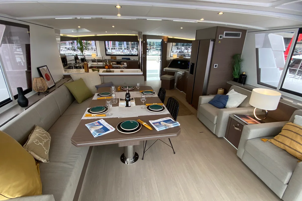 Salon of Virginia, a Bali 5.4 catamaran at Olbia, Italy