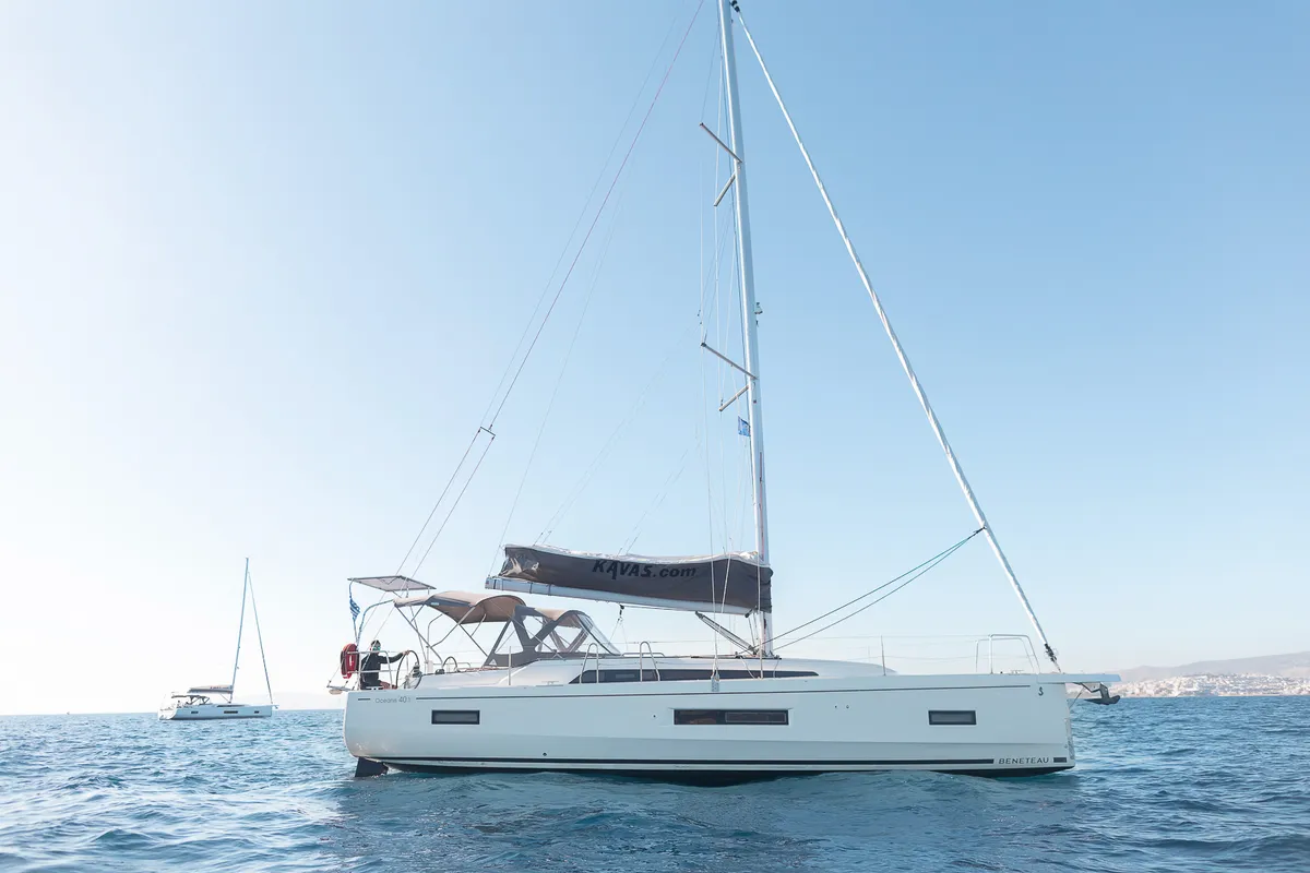 Exterior view of Kos 40.8, a Beneteau Oceanis 40.1 sailboat at Athens, Greece