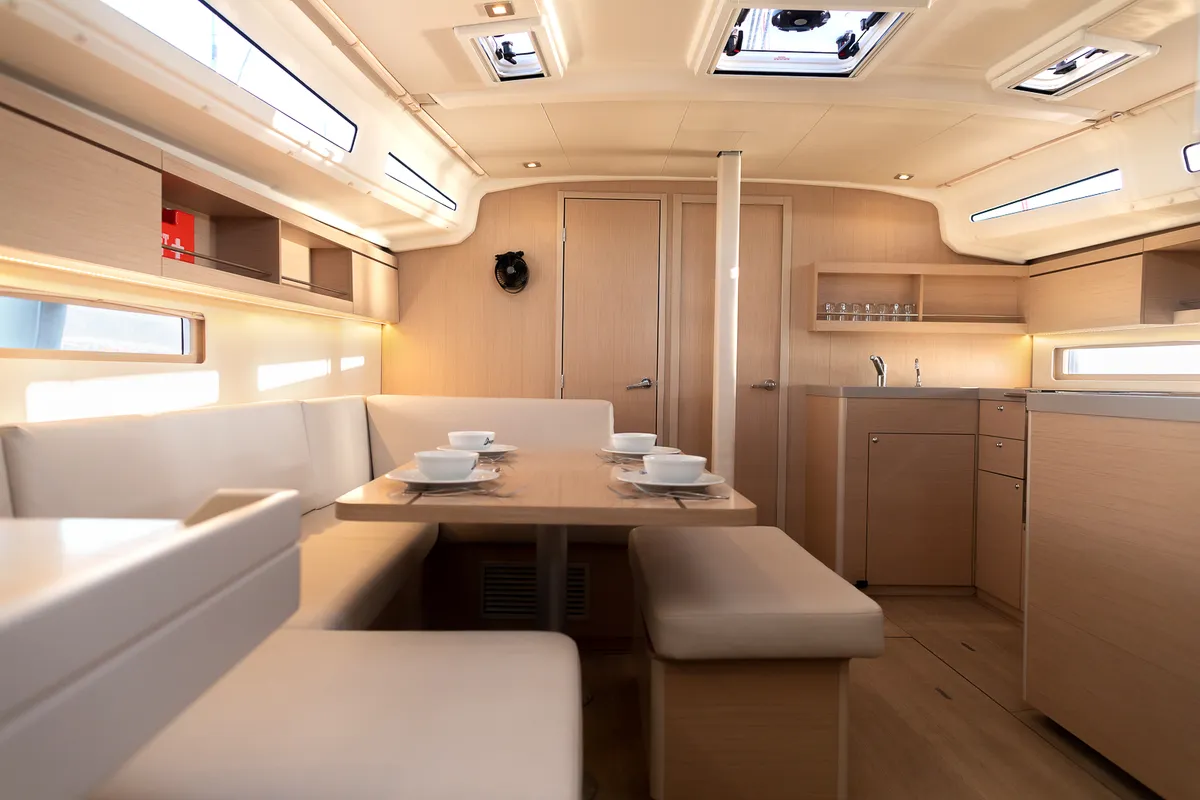 Salon of Kos 40.8, a Beneteau Oceanis 40.1 sailboat at Athens, Greece