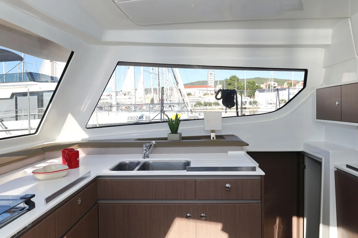 Viola, a Bali Catspace catamaran at Grad Šibenik, Croatia