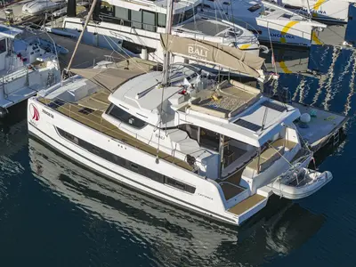 Viola, a Bali Catspace catamaran at Grad Šibenik, Croatia