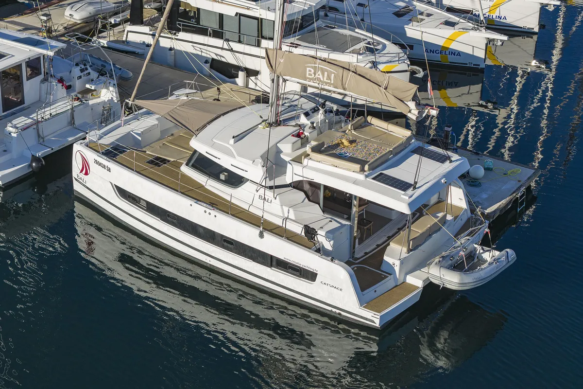 Viola, a Bali Catspace catamaran at Grad Šibenik, Croatia