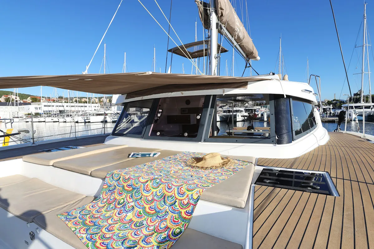 Viola, a Bali Catspace catamaran at Grad Šibenik, Croatia
