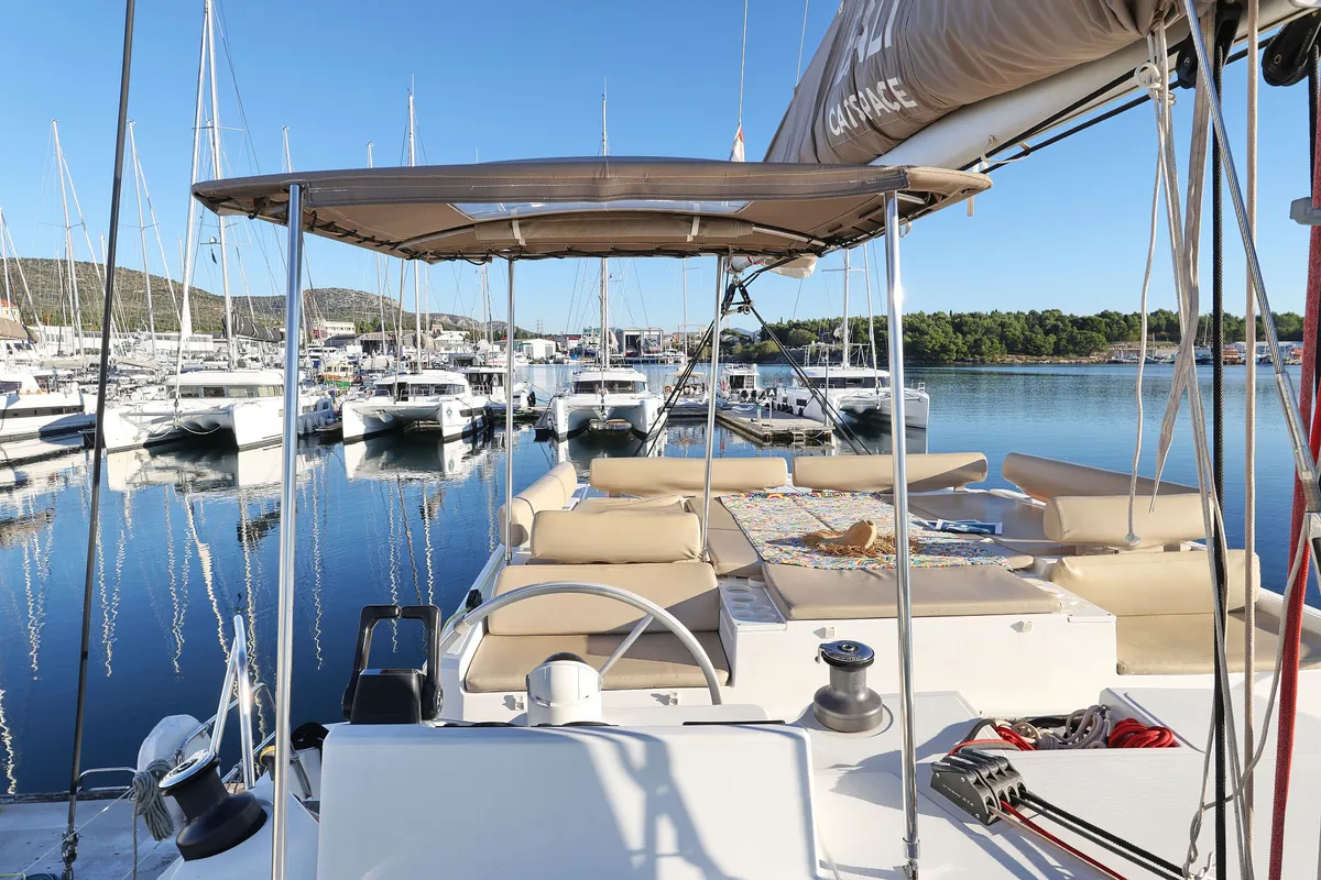 Viola, a Bali Catspace catamaran at Grad Šibenik, Croatia