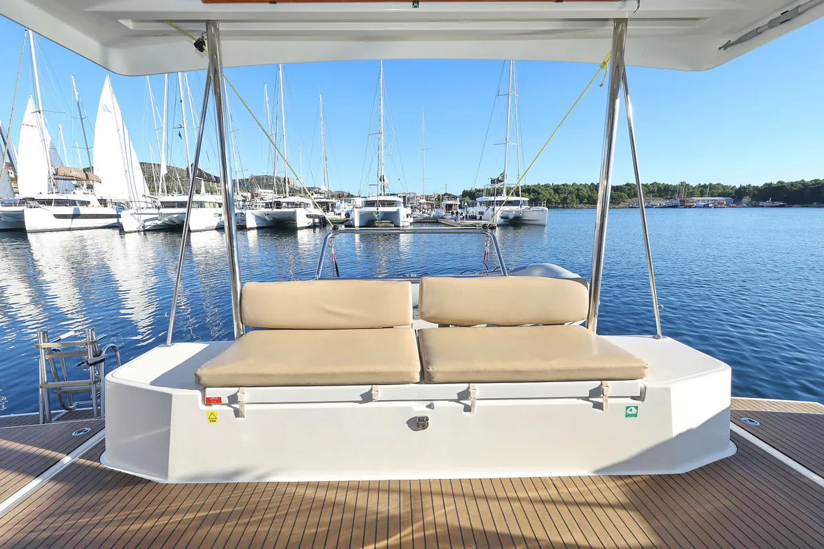 Viola, a Bali Catspace catamaran at Grad Šibenik, Croatia