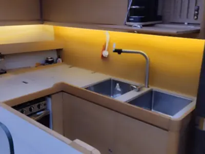 Galley of Altamira, a Dufour 560 GL sailboat at Municipal Unit of Lefkada, Greece