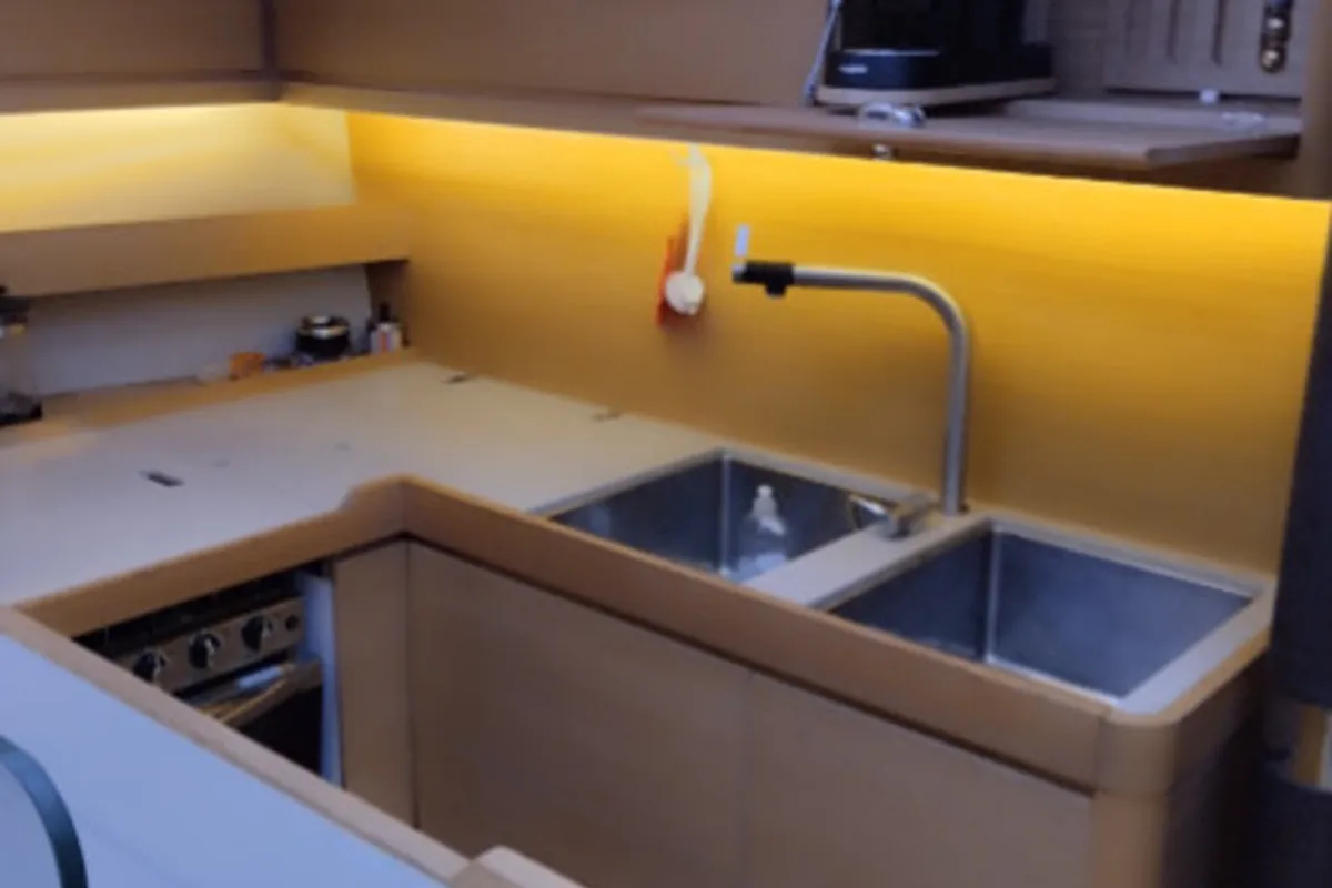 Galley of Altamira, a Dufour 560 GL sailboat at Municipal Unit of Lefkada, Greece