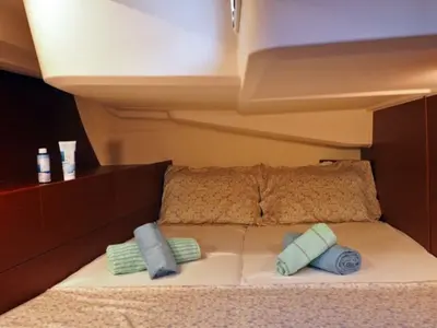 Cabin on Aktea, a Hanse 508 sailboat at Lavrion, Greece