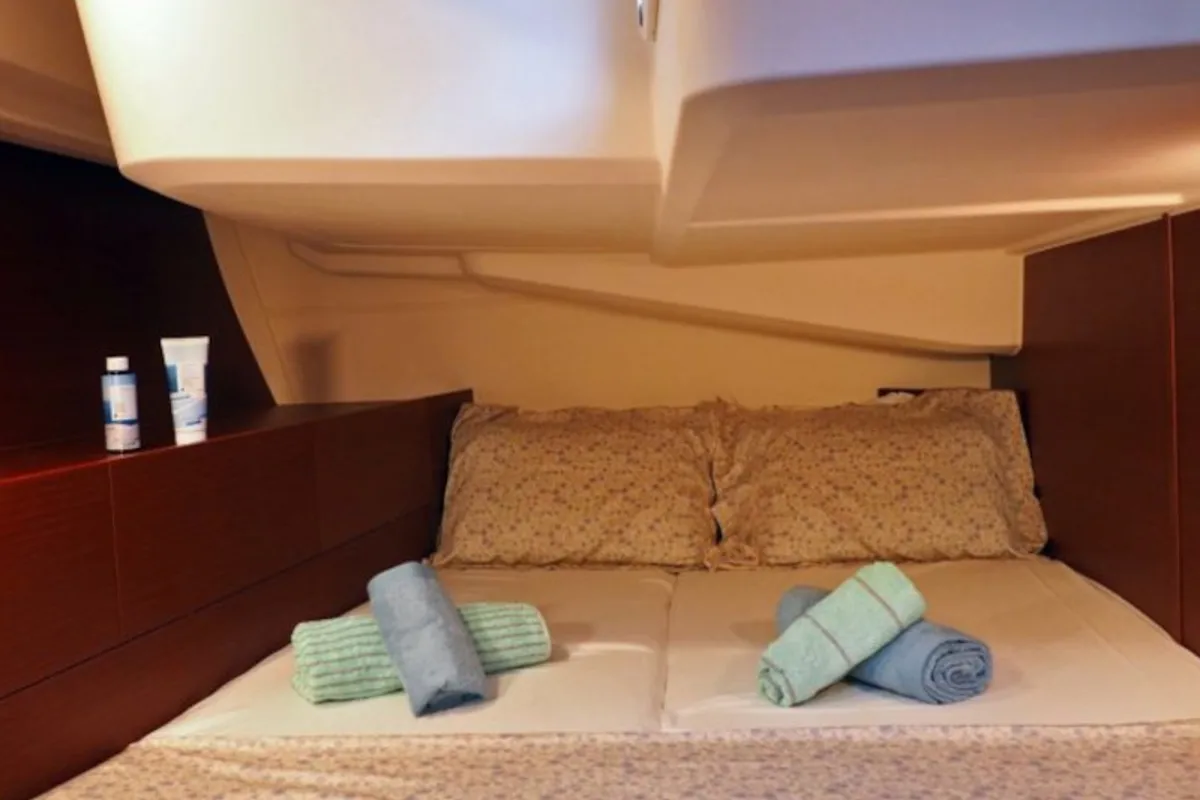 Cabin on Aktea, a Hanse 508 sailboat at Lavrion, Greece