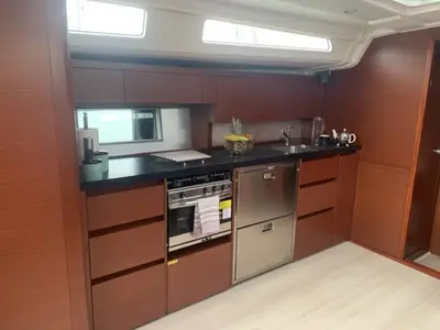 Galley of Aktea, a Hanse 508 sailboat at Lavrion, Greece