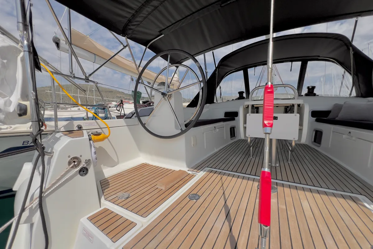 Malin II, a Jeanneau Sun Odyssey 479 sailboat at Seget Donji, Croatia